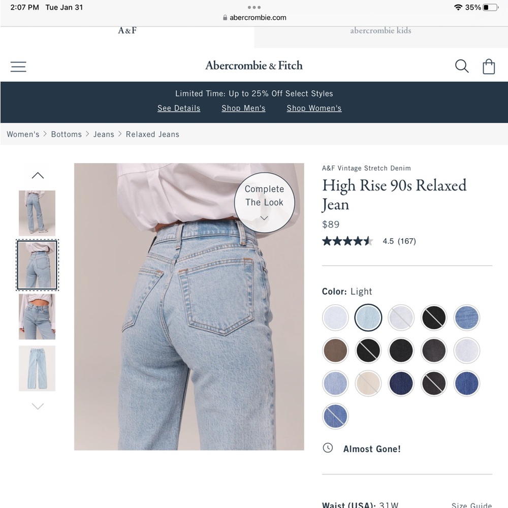 Abercrombie wide leg jeans